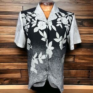 VINTAGE Floral Short Sleeve Sheer Dress Shirt Tung Tai Women’s Large